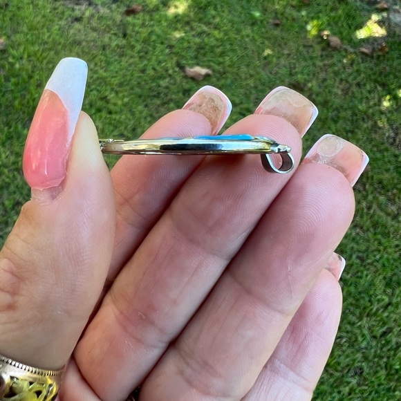 Faux Blue Opal Double Dolphin Heart Pendant 👠 - Picture 12 of 17